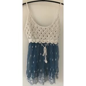 Rebellion Again Babydoll Paisley Sheer Flowy Tank Top Dress Shirt 32” Chest XS-S